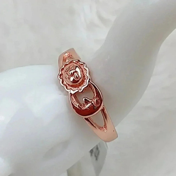 Celestial Sun and Moon Rose Gold Tone Sterling Silver Ring - Picture 1 of 8